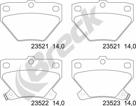 Breck 23521 00 704 10 - Bremžu uzliku kompl., Disku bremzes autospares.lv