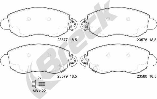 Breck 23577 00 703 10 - Bremžu uzliku kompl., Disku bremzes autospares.lv