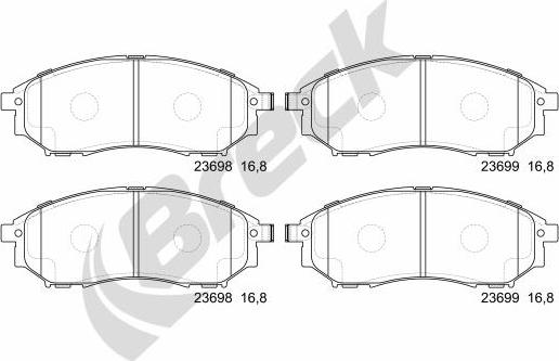 Breck 23698 00 701 00 - Bremžu uzliku kompl., Disku bremzes www.autospares.lv