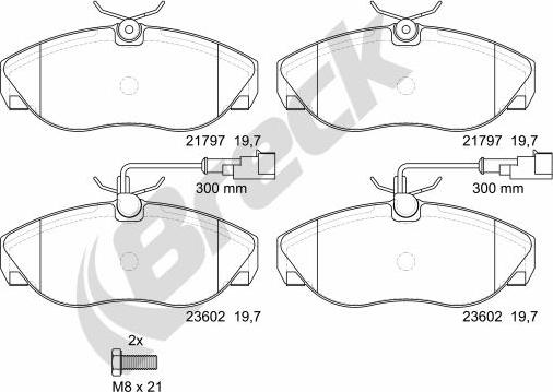 Breck 23602 00 703 10 - Bremžu uzliku kompl., Disku bremzes www.autospares.lv