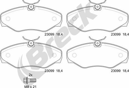 Breck 23099 00 703 00 - Bremžu uzliku kompl., Disku bremzes autospares.lv