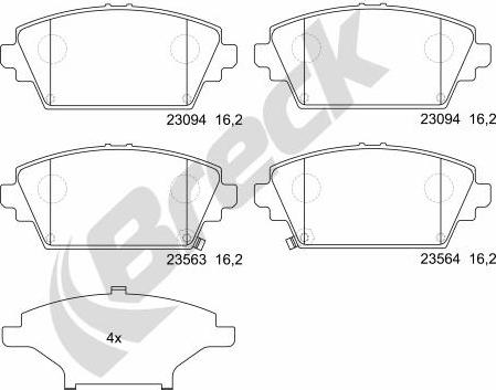 Breck 23094 00 701 00 - Bremžu uzliku kompl., Disku bremzes www.autospares.lv