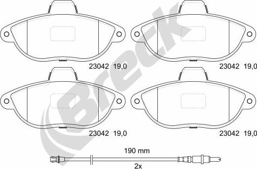 Breck 23042 00 701 10 - Bremžu uzliku kompl., Disku bremzes www.autospares.lv