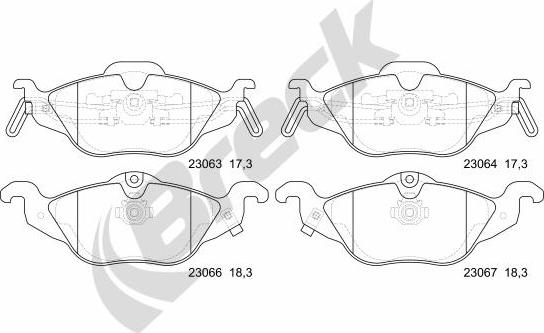 Breck 23063 00 702 10 - Тормозные колодки, дисковые, комплект www.autospares.lv