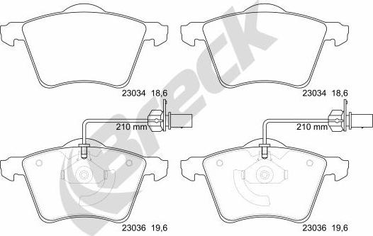 Breck 23034 00 703 10 - Тормозные колодки, дисковые, комплект www.autospares.lv