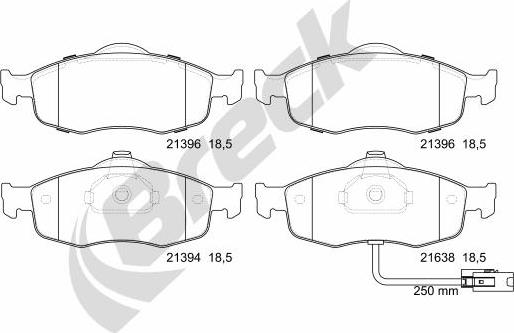 Breck 23071 00 701 10 - Bremžu uzliku kompl., Disku bremzes www.autospares.lv