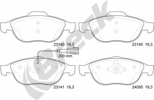 Breck 23141 00 701 10 - Тормозные колодки, дисковые, комплект www.autospares.lv