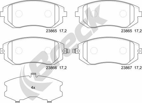 Breck 23865 00 701 00 - Bremžu uzliku kompl., Disku bremzes www.autospares.lv