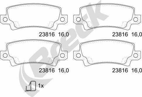 Breck 23816 00 704 10 - Bremžu uzliku kompl., Disku bremzes www.autospares.lv