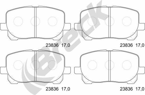 Breck 23836 00 701 00 - Bremžu uzliku kompl., Disku bremzes www.autospares.lv