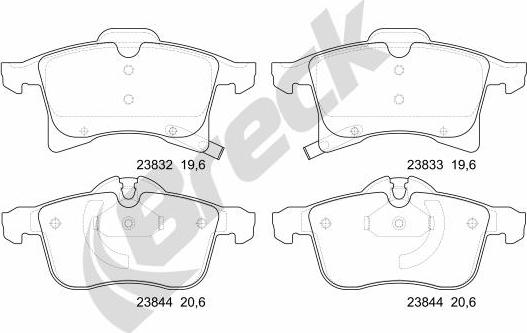 Breck 23832 00 702 10 - Bremžu uzliku kompl., Disku bremzes www.autospares.lv