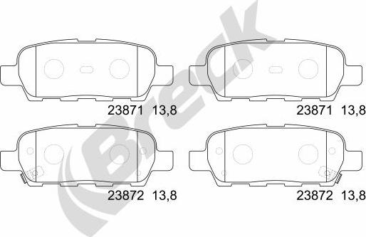 Breck 23871 00 702 10 - Bremžu uzliku kompl., Disku bremzes autospares.lv