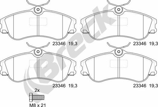 Breck 23346 00 701 00 - Bremžu uzliku kompl., Disku bremzes autospares.lv