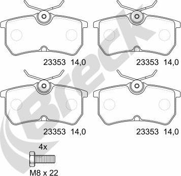 Breck 23353 00 704 00 - Bremžu uzliku kompl., Disku bremzes www.autospares.lv