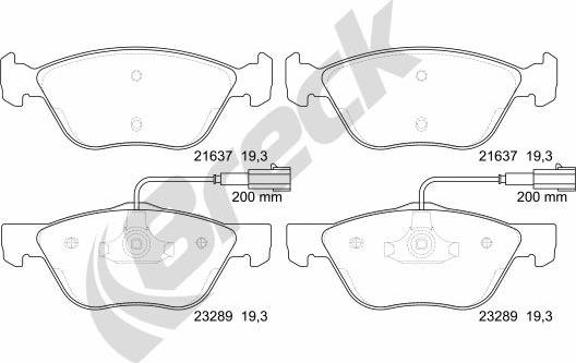 Breck 23289 00 701 10 - Тормозные колодки, дисковые, комплект www.autospares.lv