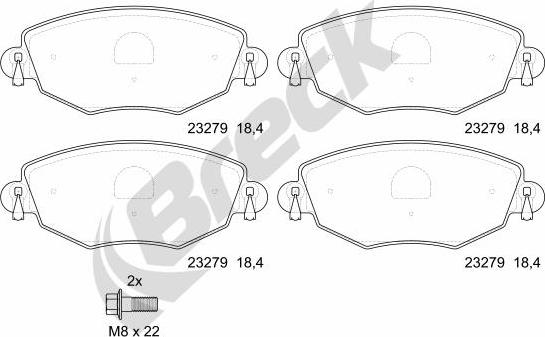 Breck 23279 00 701 10 - Bremžu uzliku kompl., Disku bremzes www.autospares.lv