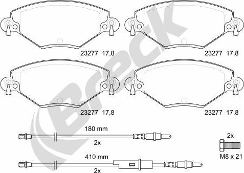 Breck 23277 00 701 10 - Тормозные колодки, дисковые, комплект www.autospares.lv