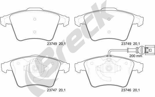 Breck 23746 10 703 10 - Bremžu uzliku kompl., Disku bremzes www.autospares.lv