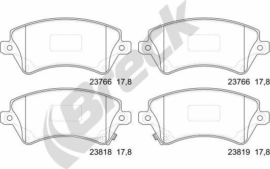 Breck 23766 00 701 10 - Bremžu uzliku kompl., Disku bremzes www.autospares.lv