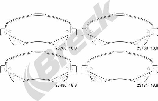 Breck 23768 00 701 10 - Bremžu uzliku kompl., Disku bremzes autospares.lv