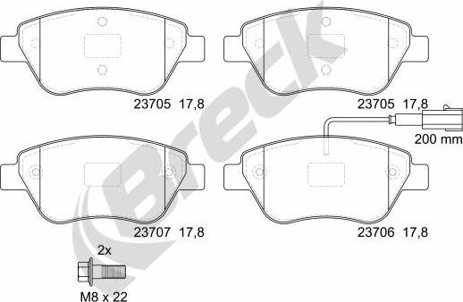 Breck 23705 00 701 10 - Bremžu uzliku kompl., Disku bremzes autospares.lv