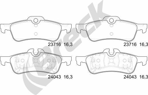 Breck 23716 00 704 00 - Bremžu uzliku kompl., Disku bremzes autospares.lv