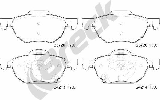 Breck 23720 00 701 10 - Brake Pad Set, disc brake www.autospares.lv