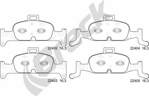 Breck 22402 00 551 00 - Bremžu uzliku kompl., Disku bremzes www.autospares.lv