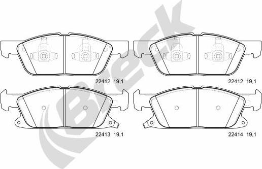 Breck 22412 00 701 00 - Bremžu uzliku kompl., Disku bremzes www.autospares.lv