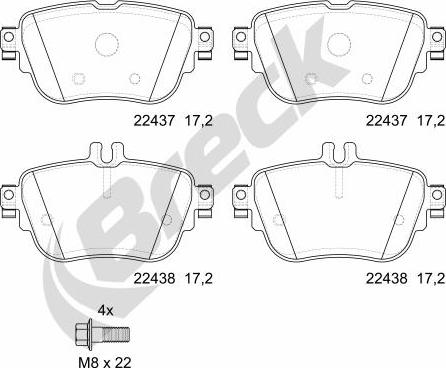 Breck 22437 00 702 00 - Bremžu uzliku kompl., Disku bremzes www.autospares.lv