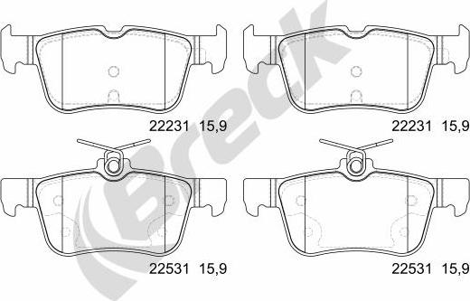 Breck 22531 00 702 00 - Brake Pad Set, disc brake www.autospares.lv