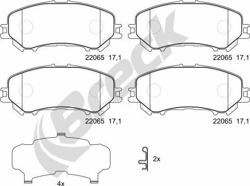 Breck 22065 00 701 00 - Bremžu uzliku kompl., Disku bremzes www.autospares.lv