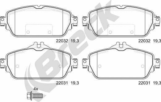 Breck 22031 00 701 10 - Bremžu uzliku kompl., Disku bremzes www.autospares.lv