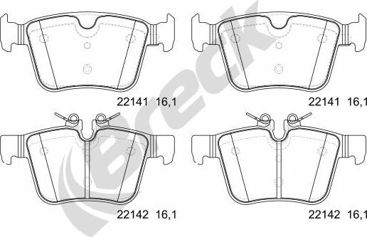 Breck 22141 00 554 00 - Bremžu uzliku kompl., Disku bremzes www.autospares.lv