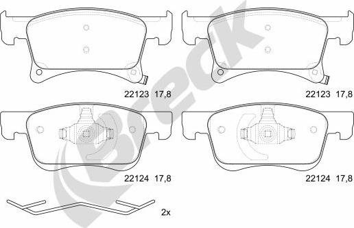 Breck 22123 00 702 00 - Bremžu uzliku kompl., Disku bremzes www.autospares.lv