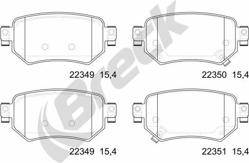 Breck 22349 00 704 00 - Bremžu uzliku kompl., Disku bremzes www.autospares.lv