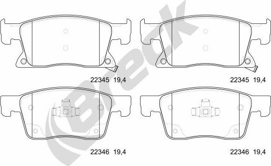 Breck 22345 00 701 00 - Bremžu uzliku kompl., Disku bremzes www.autospares.lv