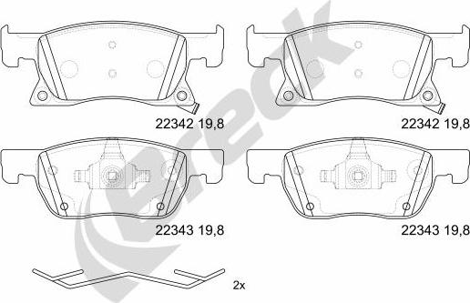 Breck 22342 00 701 00 - Bremžu uzliku kompl., Disku bremzes www.autospares.lv