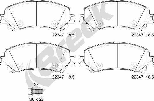 Breck 22347 00 701 00 - Bremžu uzliku kompl., Disku bremzes www.autospares.lv