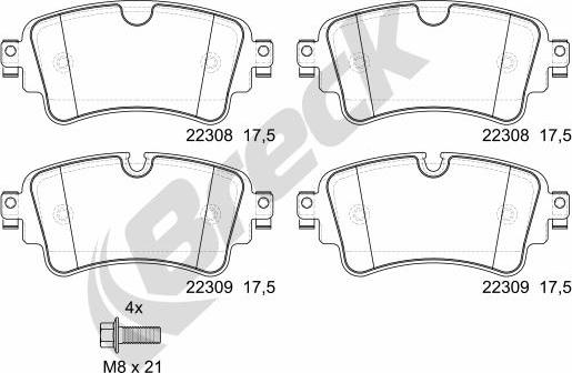 Breck 22308 00 702 00 - Bremžu uzliku kompl., Disku bremzes www.autospares.lv