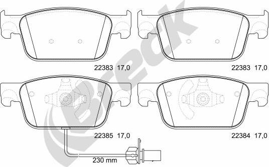 Breck 22383 00 551 00 - Bremžu uzliku kompl., Disku bremzes www.autospares.lv