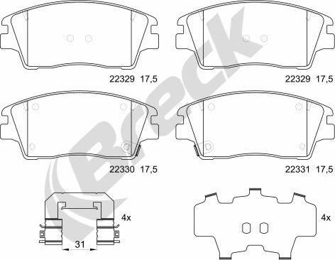 Breck 22329 00 701 00 - Bremžu uzliku kompl., Disku bremzes www.autospares.lv