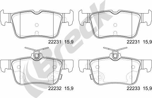 Breck 22231 00 702 00 - Тормозные колодки, дисковые, комплект www.autospares.lv