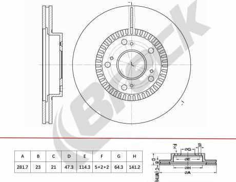 Breck BR 465 VA100 - Bremžu diski www.autospares.lv