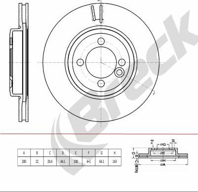 Breck BR 438 VH100 - Bremžu diski www.autospares.lv