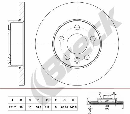 Breck BR 055 SA100 - Тормозной диск www.autospares.lv