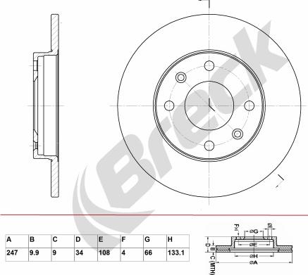 Breck BR 015 SA100 - Bremžu diski autospares.lv