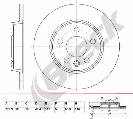 Breck BR 016 SA100 - Bremžu diski www.autospares.lv