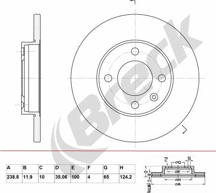 Breck BR 011 SA100 - Тормозной диск www.autospares.lv