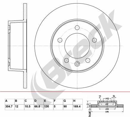 Breck BR 021 SA100 - Bremžu diski www.autospares.lv